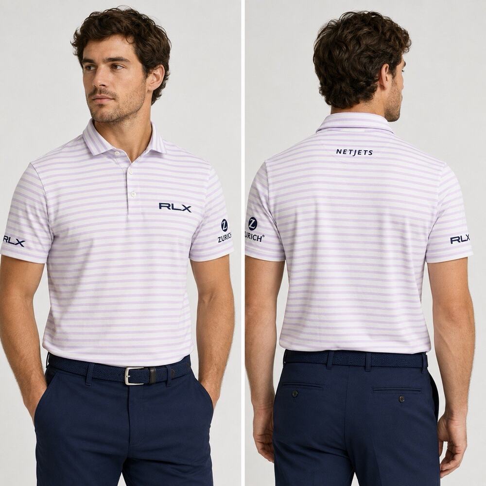 Ralph Lauren RLX Big Pony Tour Golf Polo Men’s Small Purple Striped Performance